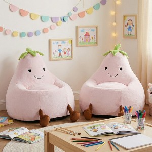 Spassway 2-Piece Cartoon Eggplant Bean Bag Chairs with Faux Rabbit Fur Cover for Kid Memory Foam Bean Bag Sofa Reading Seats for Playroom Living Room - 1 of 4
