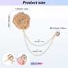 Unique Bargains Silk Alloy Handmade Rose Flower Brooch Pin with Gold Badge Tassel Chain for Men Suit 1 Pc - 3 of 4