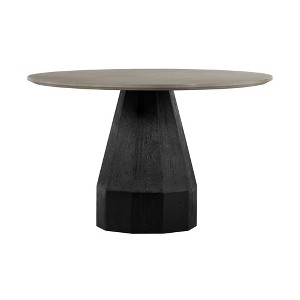Round Revival Concrete/Oak Dining Table Gray - Armen Living: Tapered Black Brushed Oak Base, Seats 4 - 1 of 4
