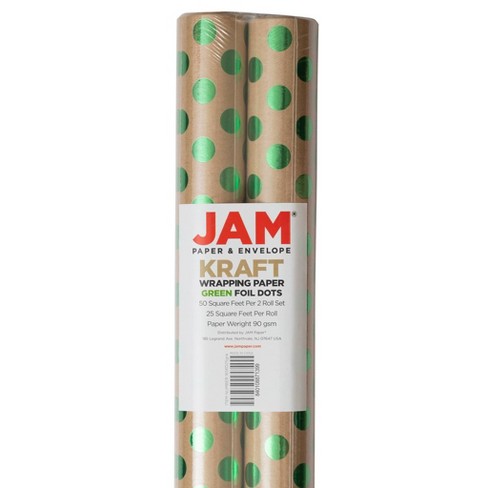 Jam Paper Green Matte Gift Wrapping Paper Rolls - 2 Packs Of 25 Sq. Ft. :  Target