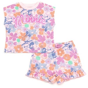Disney Baby Girls Waffle Knit T-Shirt and Shorts Outfit Set Newborn to Infant - 1 of 4