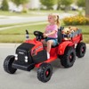 Costway 24V Ride On Tractor for Kids with Detachable Trailer Remote Control Music Green/Pink/Red/Dark Green - 2 of 4