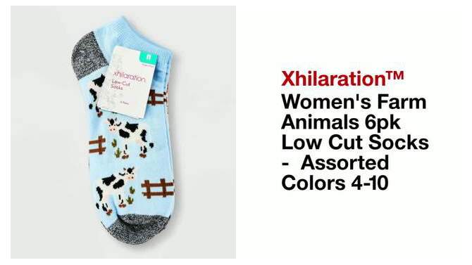 Women&#39;s Farm Animals 6pk Low Cut Socks - Xhilaration&#8482; Assorted Colors 4-10, 2 of 5, play video
