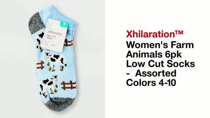 Women&#39;s Farm Animals 6pk Low Cut Socks - Xhilaration&#8482; Assorted Colors 4-10, 2 of 5, play video