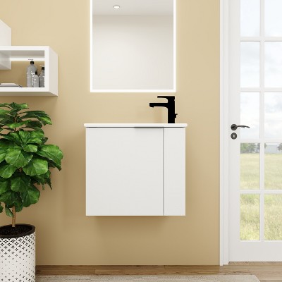 Vynxaria 22-Inch Floating Bathroom Vanity with Sink, Soft Close Door, Perfect for Small Bathrooms, 22x13 Space-Saving Design