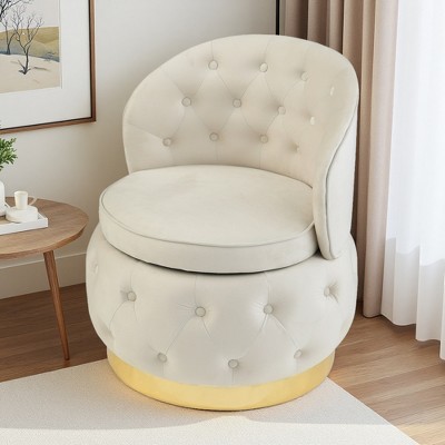360-degree Swivel Barrel Accent Chair with Storage, Velvet Round Club Chair