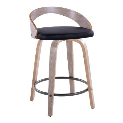 Grotto 18" Light Gray and Black Swivel Counter Stool Set