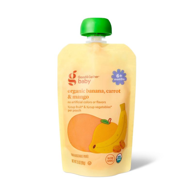 Organic Banana Carrot Mango Baby Food Pouch - 3.5oz - Good &#38; Gather&#8482;, 1 of 4