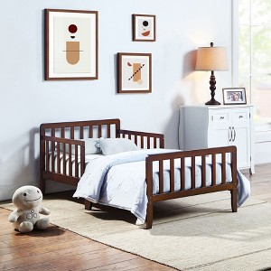PAGED Toddler Bed Wooden Baby Bed Frame with 4 Side Guardrails and Slatted Deisgn for Bedroom - 1 of 4