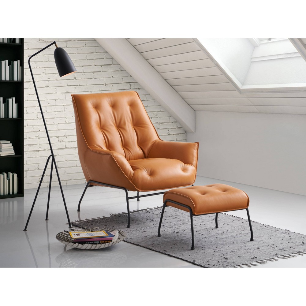 Photos - Chair 35" Zusa Accent  Sandstone Top Grain Leather - Acme Furniture
