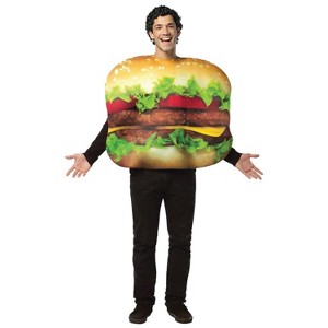 Imposta Costumes Adult Get Real Cheeseburger Costume Bodysuit One Size Brown - 1 of 1