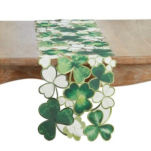 Saro Lifestyle Clovers Table Runner, 13"x72", Green - 1 of 3