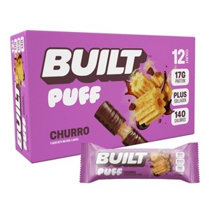 Built Bar Puff Collagen Protein Bars - Gluten Free, Churro, Low in Sugar & Carb Snack - 12ct - 1 of 4
