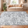 Boho Vintage Floral Area Rug, Washable Non-Slip Indoor Foldable Carpet, Stain-Resistant Distressed Print Mat for Living Room, Bedroom, Kitchen - 2 of 4