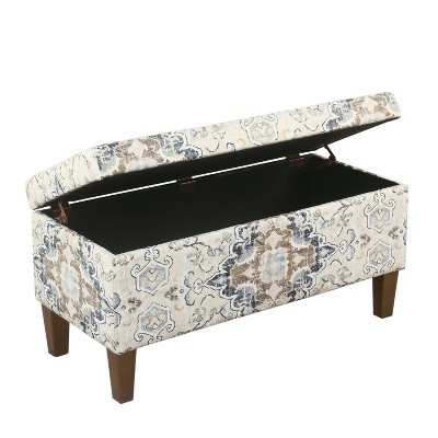 Modern Ebony and Cream 36" Upholstered Storage Bench