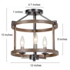 LNC LNC Ribbon 3-Lights 12-in Distressed Black and Brown Wood Grain Drum Modern Farmhouse LED Semi-flush Mount Lights - 3 of 4