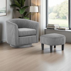 Corduroy Swivel Recliner Chair with Ottoman and Washable Cushion - 1 of 4