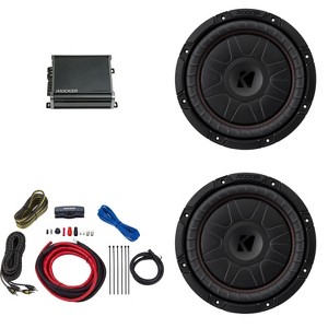 Kicker 10 Inch CVT Thin Woofer Includes Two 52CVT104 Package with 46CXA8001 Amplifier and wire kit - 1 of 4