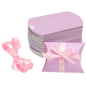 Unique Bargains Wedding Birthday Party Paper Candy Gift Wrap Boxes with Ribbons 50 Pcs - 1 of 4