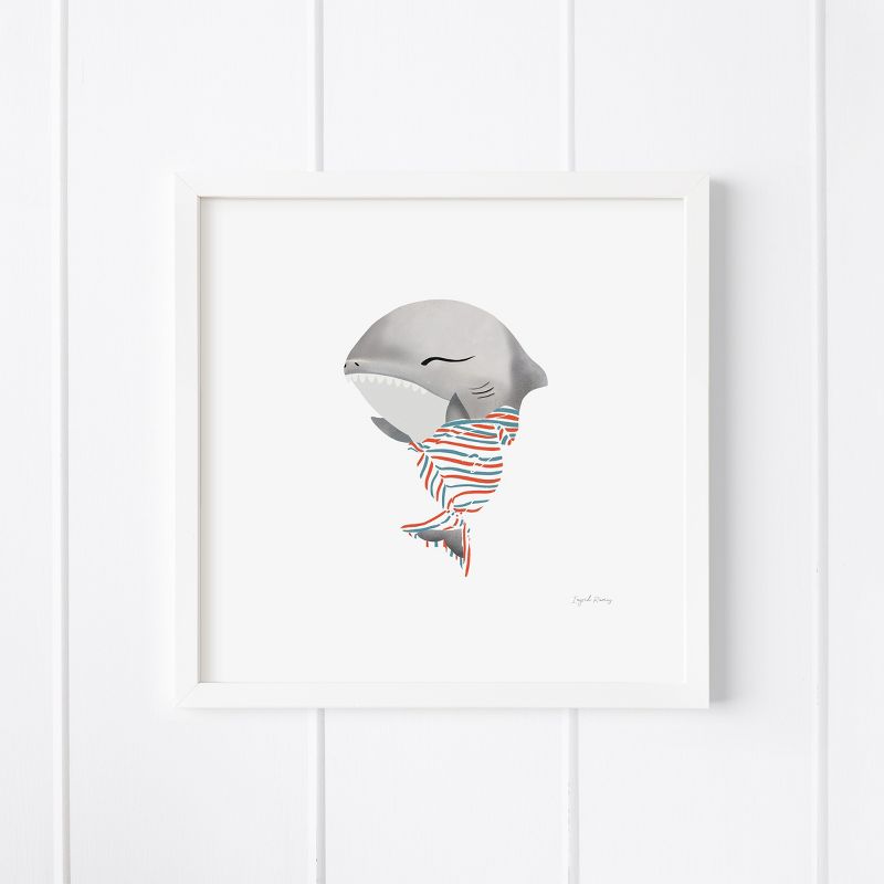 Baby Great White Shark Framed Museum Quality 12" x 12" Art Print by Ramus & Co, 1 of 6