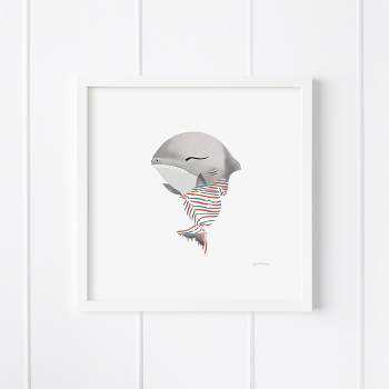 Baby Great White Shark Framed Museum Quality 12" x 12" Art Print by Ramus & Co