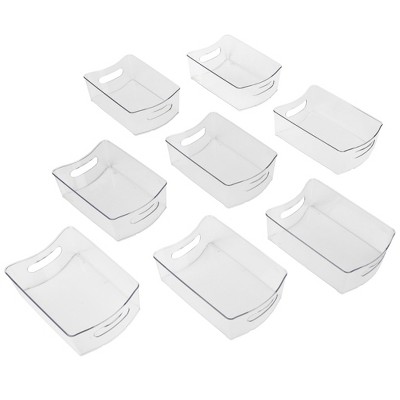 Stackable Clear Refrigerator Storage Bin with Handle - 8 pack - 8 x 12 inch