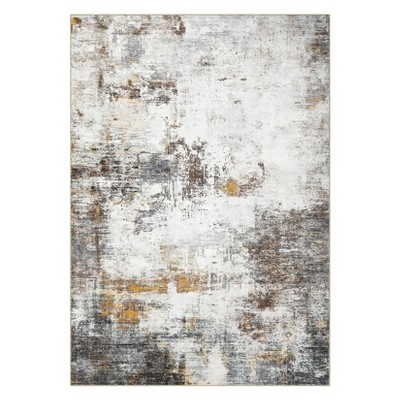 Washable Modern Abstract Rug Non Slip Low Pile Rug Soft Contemporary Throw Floor Cover Foldable Indoor Carpet for Living Room Bedroom