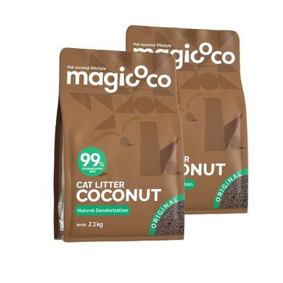 Magicoco Odor Defense Coconut Clumping Cat Litter, 5-lb bag, 2 bags