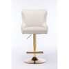 Luxury Velvet Bar Chair Stool with Adjustable Height, Gold Lion Head Pull, Diamond Lattice Back, Electroplated Gold Legs, Set of 1 - 2 of 4