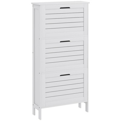 Homcom 58 Narrow Shoe Cabinet For Entryway, Tall Shoe Rack Storage  Organizer With Adjustable Shelves For 27 Pairs Of Shoes For Hallway, White  : Target