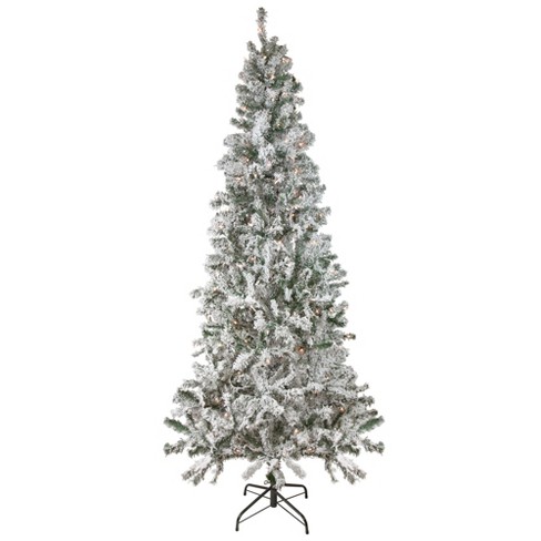 Northlight 6' Pre-lit Slim Flocked Pine Artificial Christmas Tree ...