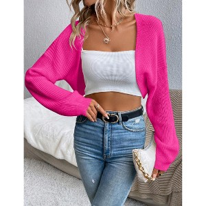 Women's Lightweight Shrug Sweater for Dresses & Tops Long Sleeve Open Front Knit Crop Bolero Cardigan - 1 of 4