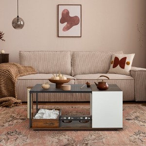 Erommy Cofee Table with Feeding Station, End Table with Scratching Post for Indoor Cat, 40"× 22"x 19" - 1 of 4