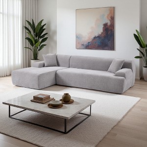 111" Chenille L-Shaped Modular Sectional Sofa with Cushions - 1 of 4