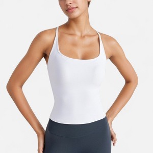 Anna-Kaci Active Women's Fitted Square Neck Tank Top with Built-In Bra and Racerback Design for Active and Casual Comfort - 1 of 4