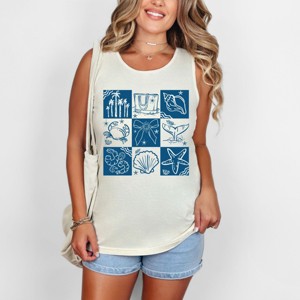 Simply Sage Market Nautical Chart Blue Garment Dyed Tank - 1 of 3