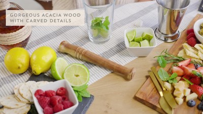 Acacia Wood Cocktail Muddler with Jute Storage Pouch