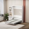 NicBex Full Size Murphy Bed Wooden Bed Frame Morden Hideaway Wall Bed with 1 Side Cabinet for Guest Room, White - 4 of 4
