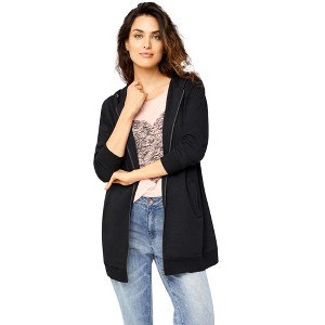ellos Plus Size French Terry Long Zip Front Hoodie - 1 of 4