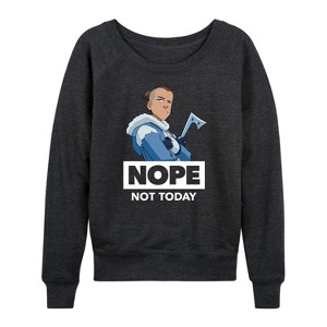 Women's - Avatar: The Last Airbender - Sokka Nope Lightweight French Terry Wide Neck Long Sleeve Shirt - 1 of 4
