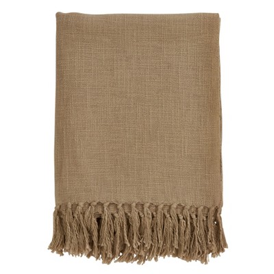 50"x60" Tasseled Throw Blanket Gold - Saro Lifestyle