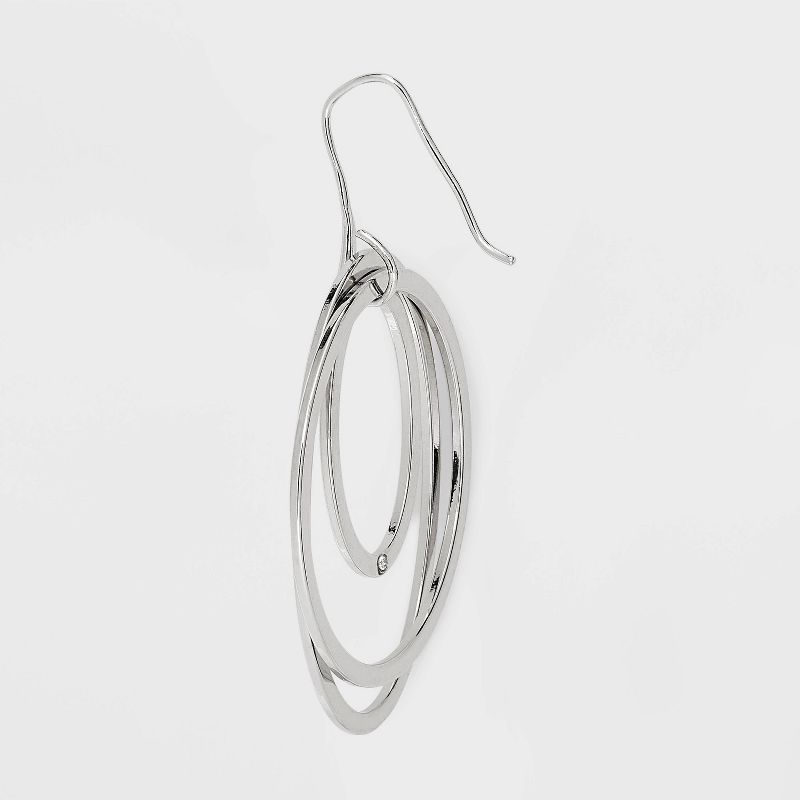 Flat Oval Orbital Drop Earrings - Universal Thread&#8482; Silver, 4 of 5