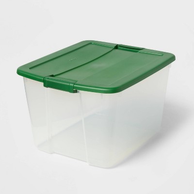 66qt Latching Clear Storage Box with Green Lid - Brightroom™