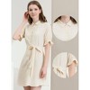 Allegra K Women's Summer Ruffled Short Sleeve Belted Button Down Shirt Dress - 2 of 4