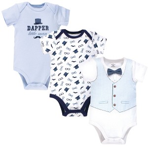 Little Treasure Baby Boy Cotton Bodysuits 3pk, Light Blue Vest - 1 of 1