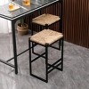 KWPZQEB Boho Bar Stools Set of 2, Rectangular Counter Stools with Metal Frame, Paper Rope Woven Tall Bar Stools for Kitchen Island, Dining Room - 2 of 4