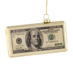 Northlight 4.5" Gold 100 Dollar Bill Glass Christmas Ornament - 1 of 4