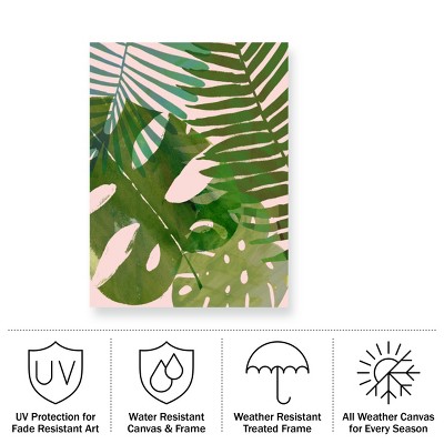 Large Green and Pink Tropical Canvas Print for Outdoor Decor