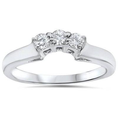 Pompeii3 14K 1/4ct Diamond Wedding Anniversary Curved Guard Ring