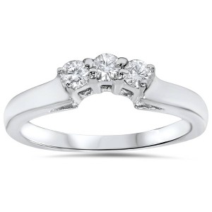 Pompeii3 14K 1/4ct Diamond Wedding Anniversary Curved Guard Ring - 1 of 4